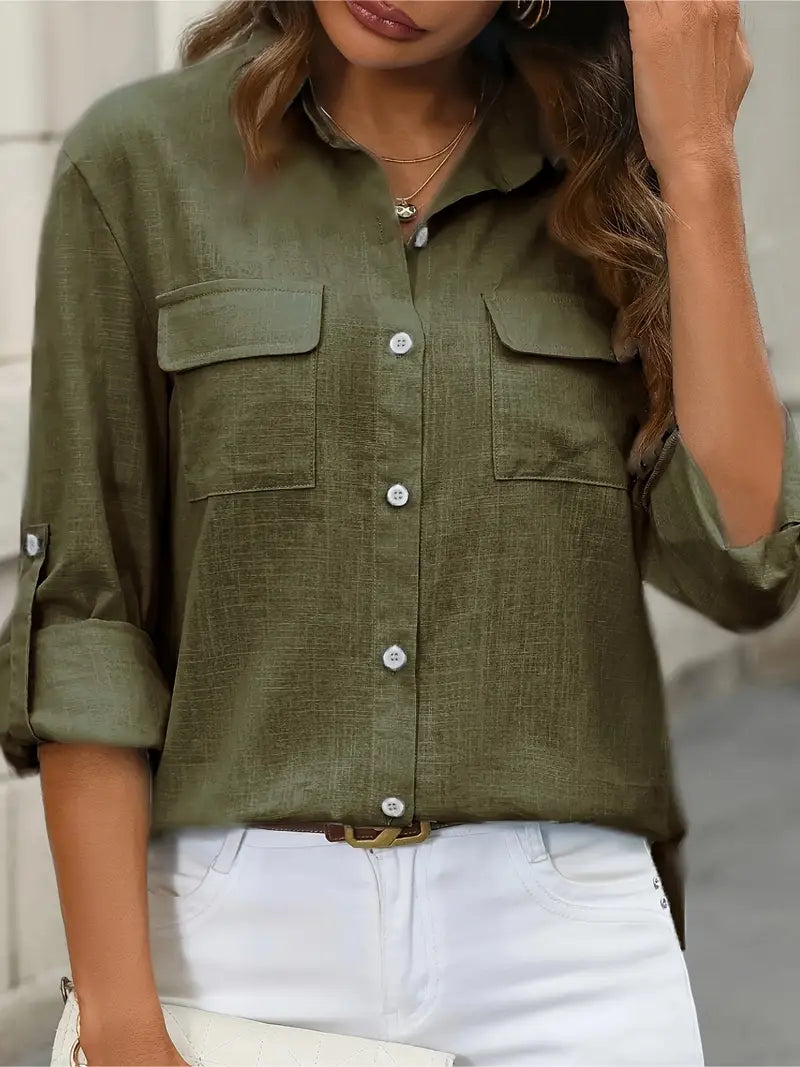 Athena - Camicia In Cotone Con Tasche Frontali