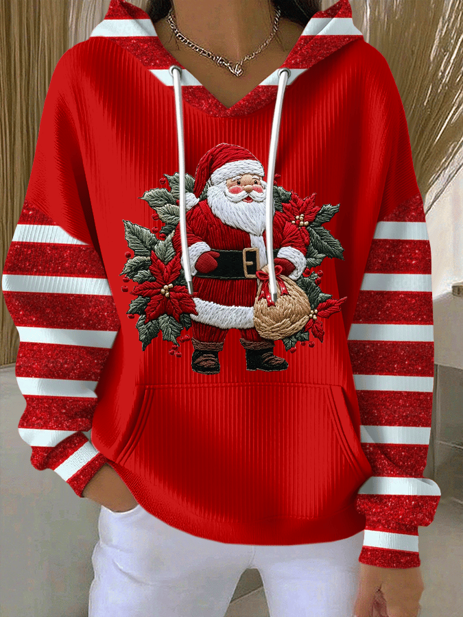 Kathryn - Felpa Con Cappuccio e Stampa Babbo Natale
