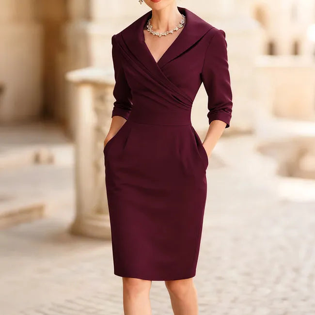 Fanoula - Elegante Tubino Con Collo a Scialle