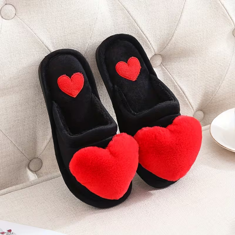 Zeliha - Pantofole a Forma Di Cuore in Peluche Con Suola Antiscivolo