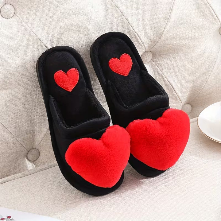 Zeliha - Pantofole a Forma Di Cuore in Peluche Con Suola Antiscivolo