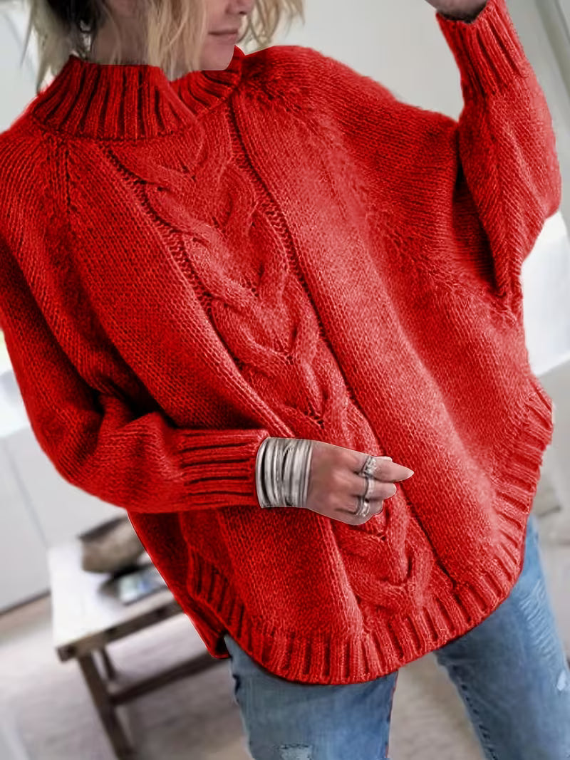 Edeltraut - Maglione a Collo Alto Con Maniche a Pipistrello
