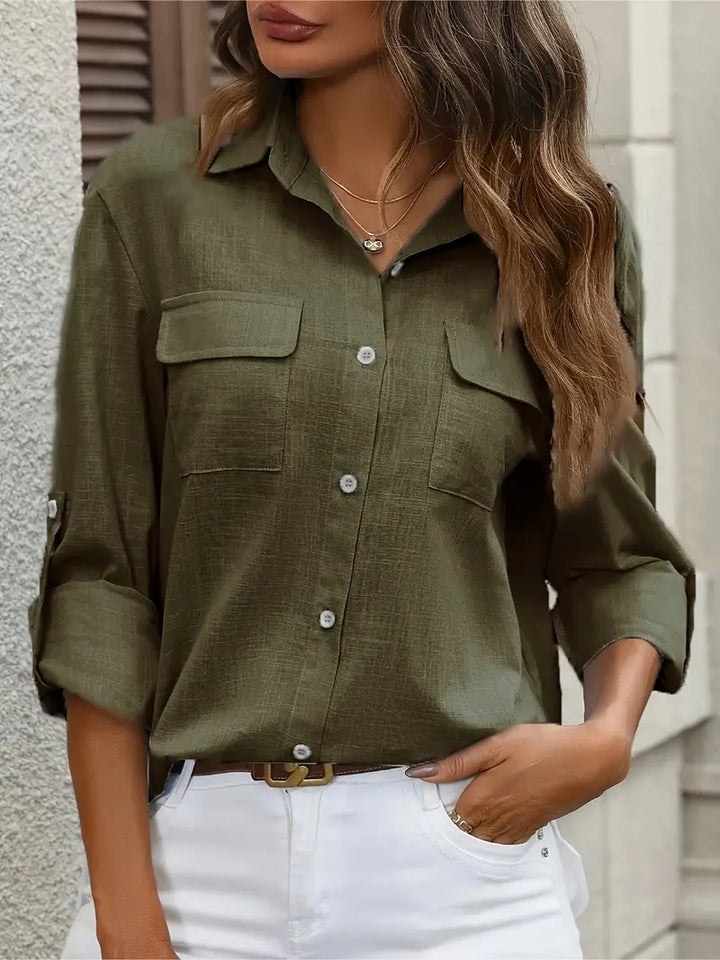Athena - Camicia In Cotone Con Tasche Frontali
