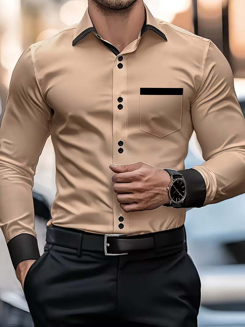 Zigmas - Elegante Camicia a Maniche Lunghe Con Bottoni
