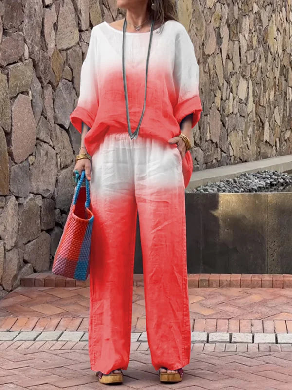Raminta - Elegante Set Composto Da Due Pezzi in Cotone e Lino