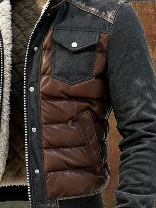 Esposito - Giacca Outdoor Trapuntata Patchwork Retrò Con Cerniera