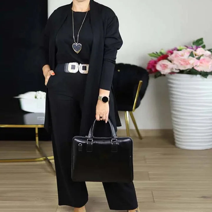 Zivara - Elegante Set di 3 Pezzi Con Cardigan Lungo Top e Pantaloni