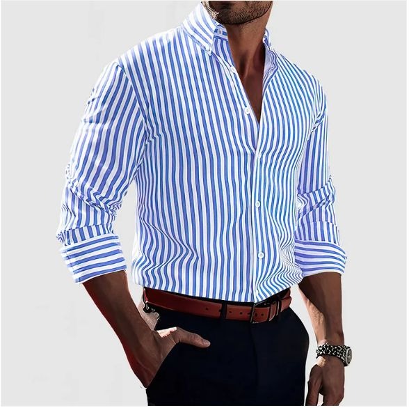 Hjalmar - Camicia Classica a Maniche Lunghe a Righe