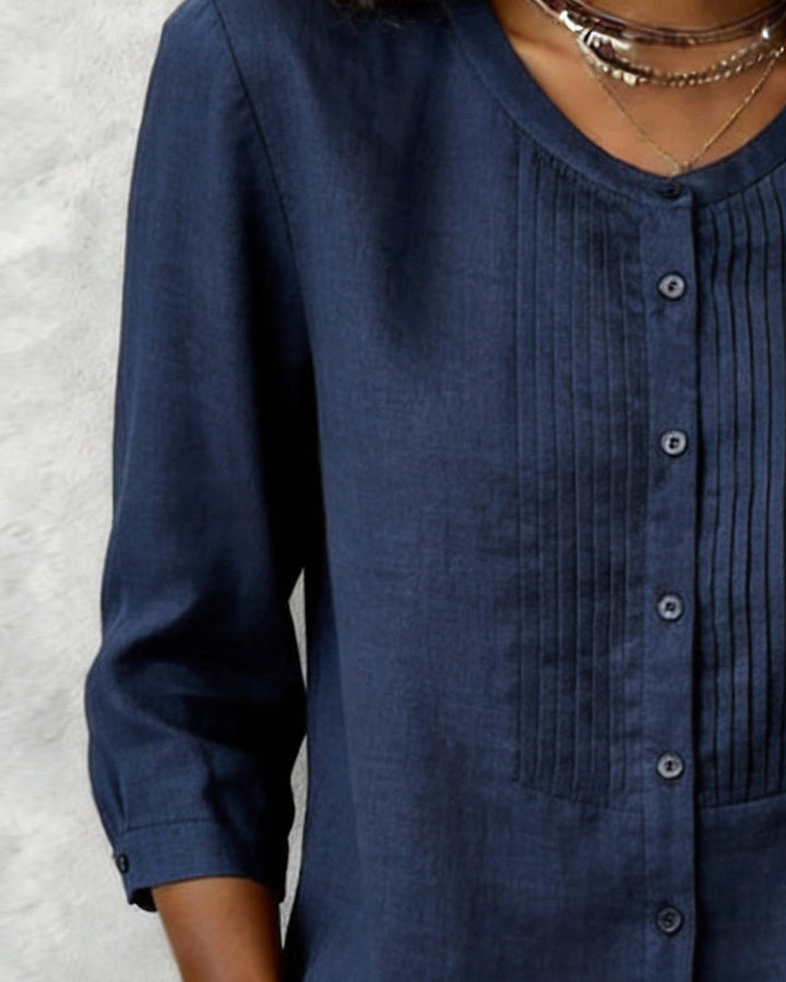 Itsasne - Camicia In Cotone Con Maniche a Tre Quarti e Bottoni