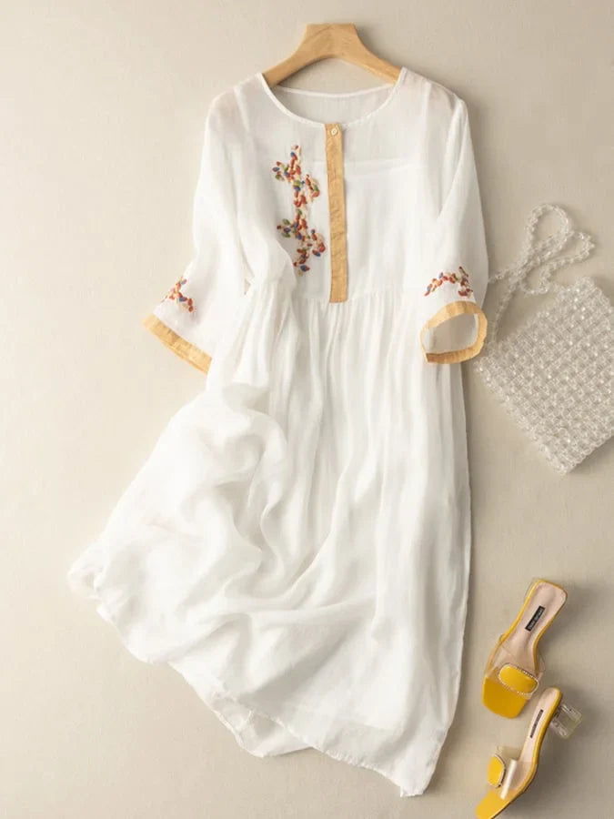 Anoshka - Vestito Etnico In Cotone e Lino
