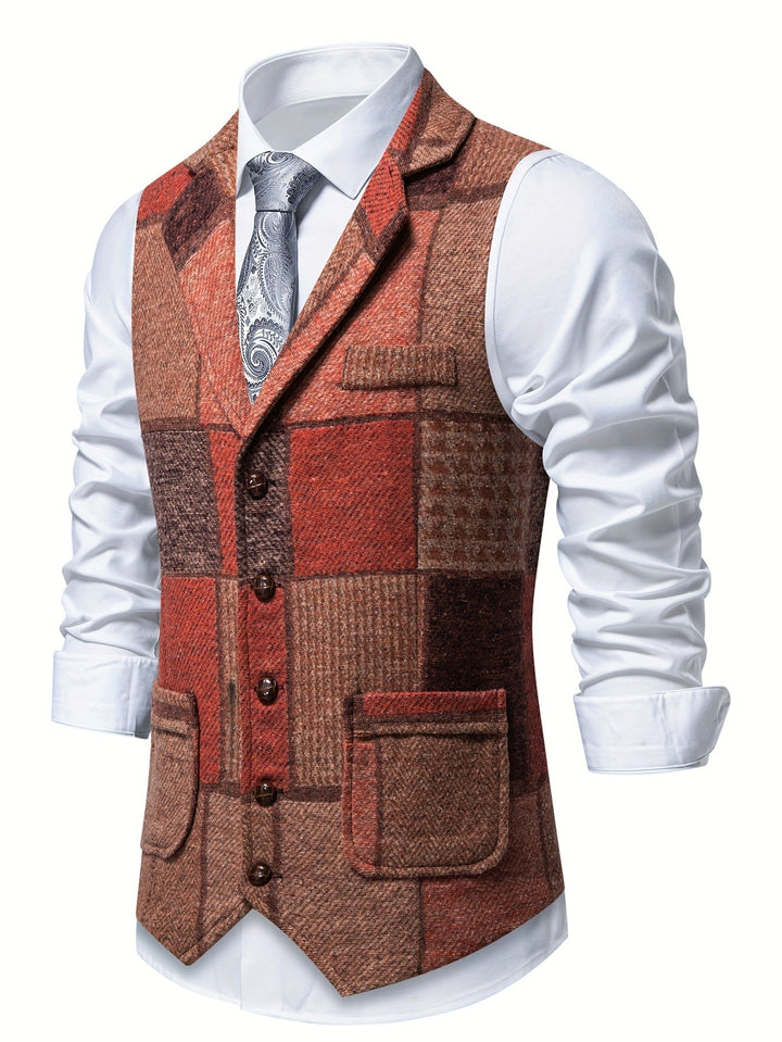 Saverse - Gilet In Tweed A Spina Di Pesce Patchwork