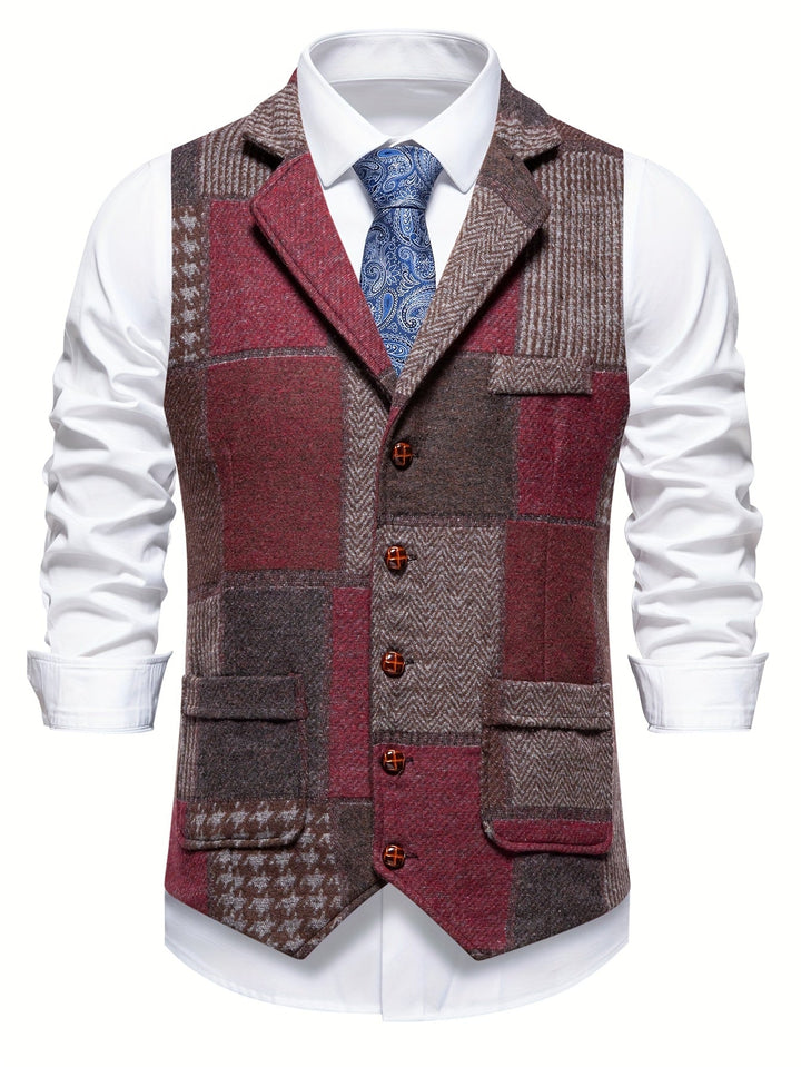 Saverse - Gilet In Tweed A Spina Di Pesce Patchwork