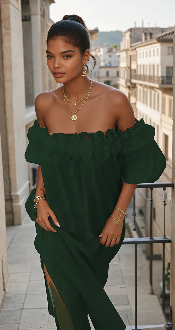 Francisca - Elegante Abito Estivo Spento Spalla