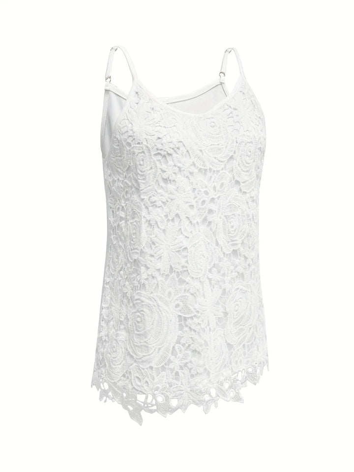 Juna - Elegante Top Senza Maniche In Pizzo Con Scollo a V