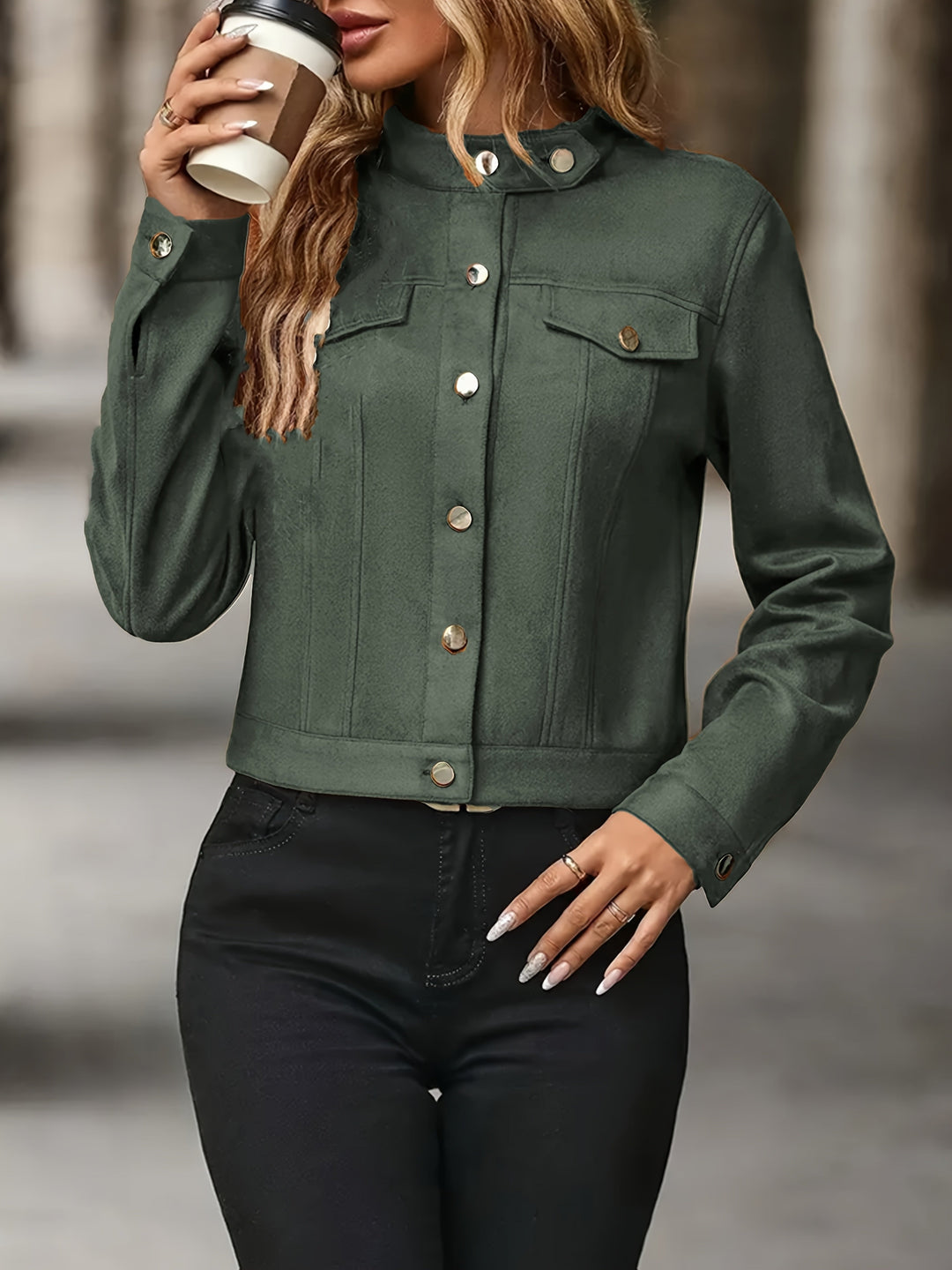 Slavica - Giacca Vintage a Maniche Lunghe Con Bottoni Sul Davanti