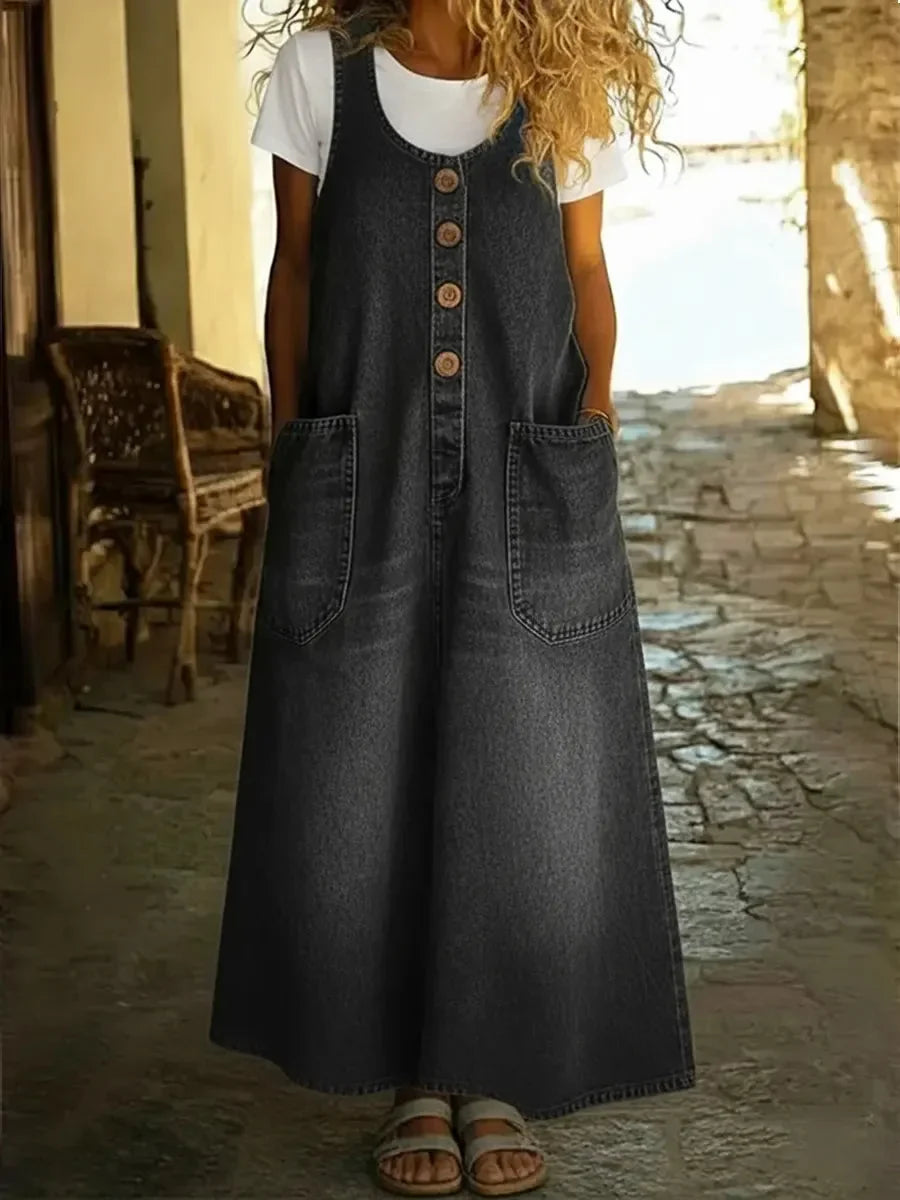 Yveta - Abito casual Senza Maniche in Cotone Denim