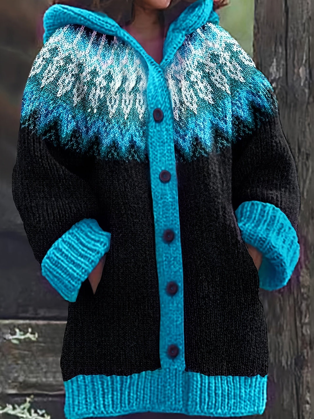 Gulnur - Elegante Maglione Invernale a Maniche Lunghe Con Cappuccio