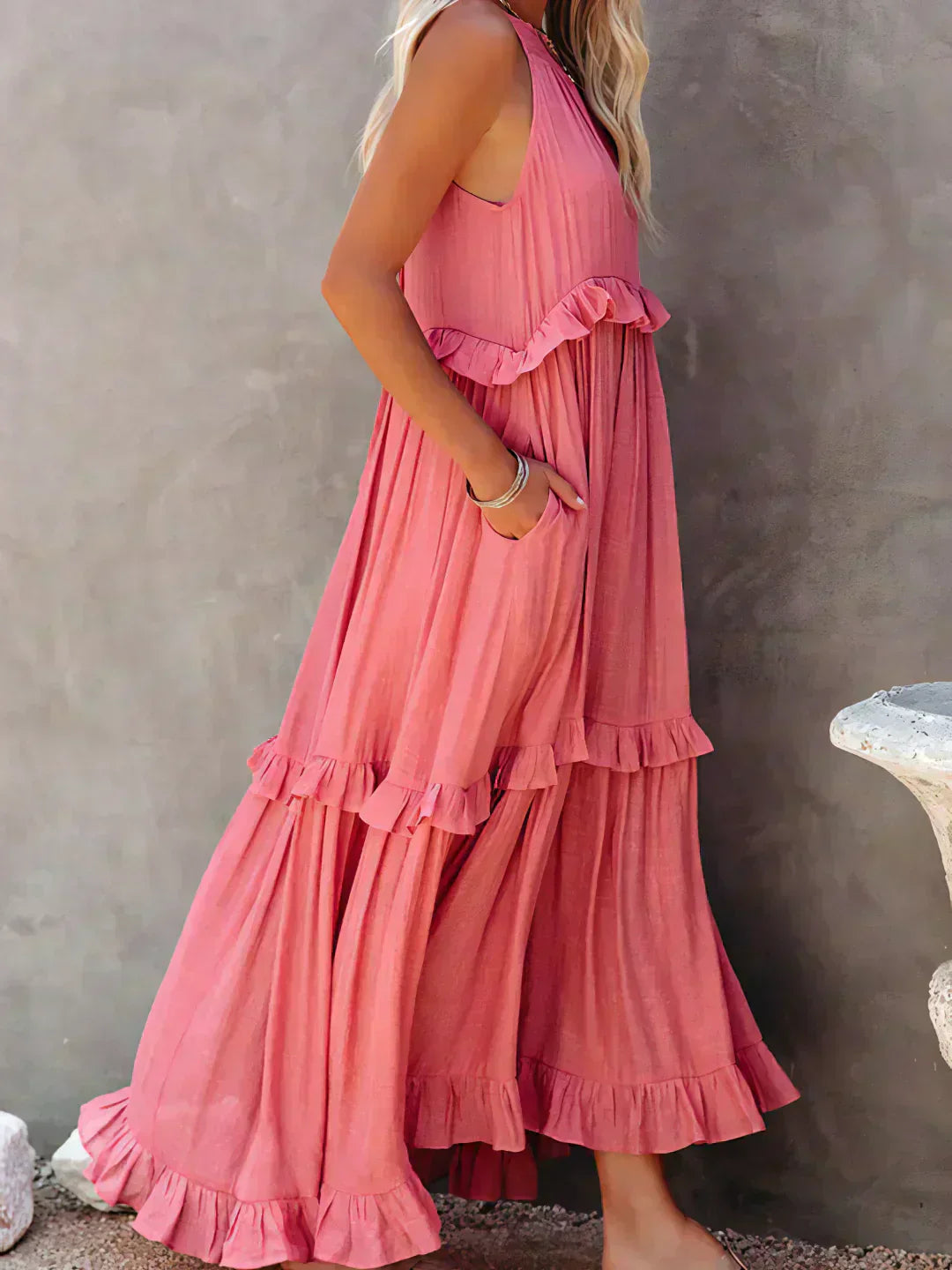 ayley - Elegante Abito Senza Maniche Con Volant