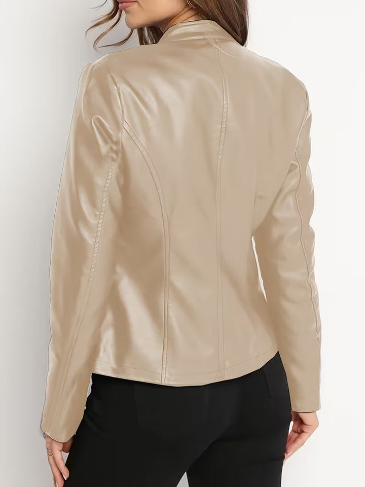 Siliena - Elegante Giacca in Ecopelle Con Cerniera