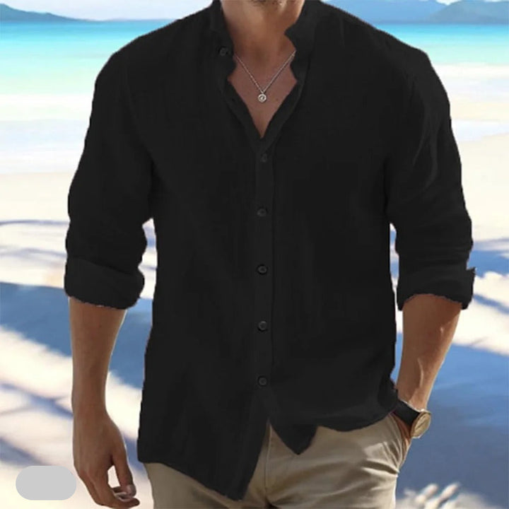 Macsen - Camicia Casuale Da Spiaggia Con Colletto Rialzato