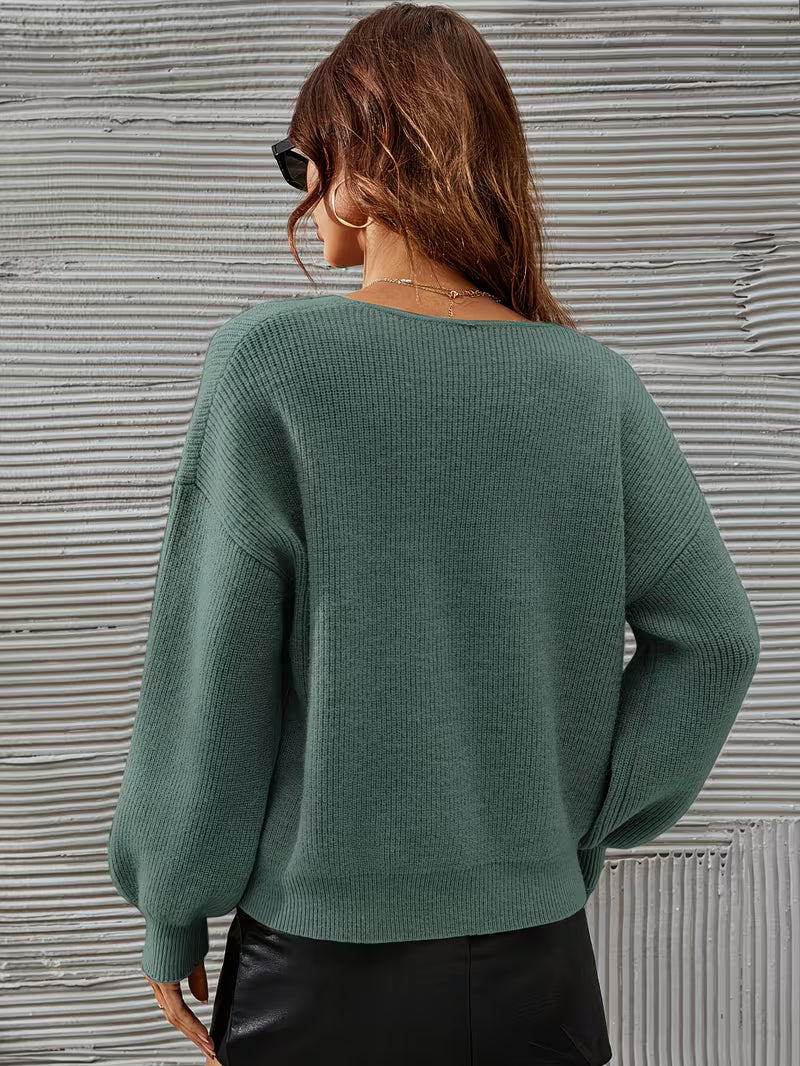 Irmelin - Maglione Con Scollo a V e Spalle Scese
