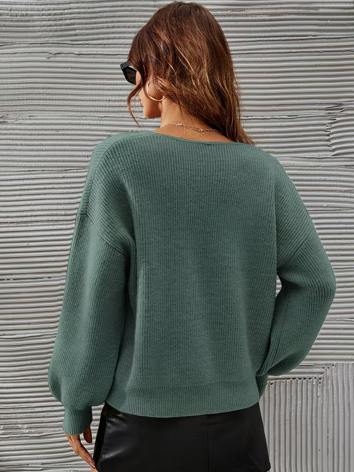 Irmelin - Maglione Con Scollo a V e Spalle Scese