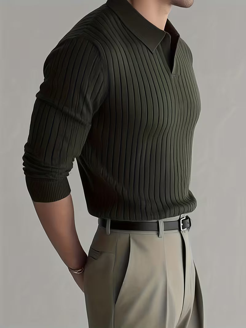 Kaeran - Elegante Maglione Polo in Maglia a Coste