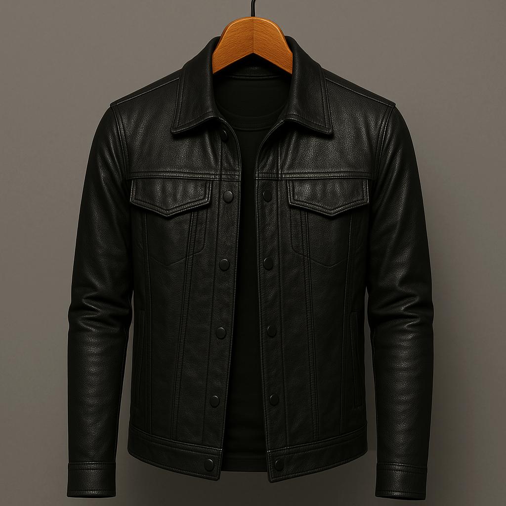 Lulzim - Casual Vestibilità Magro Pelle Giacca