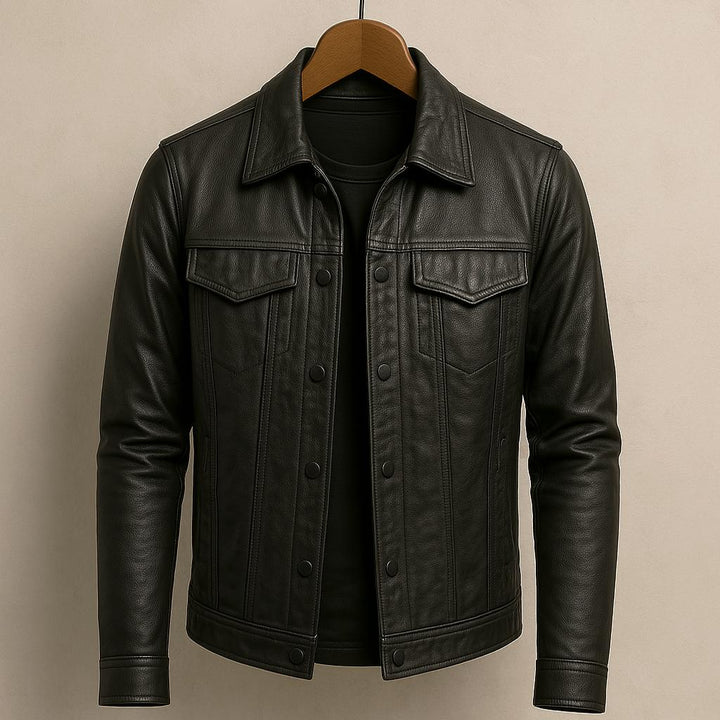 Lulzim - Casual Vestibilità Magro Pelle Giacca