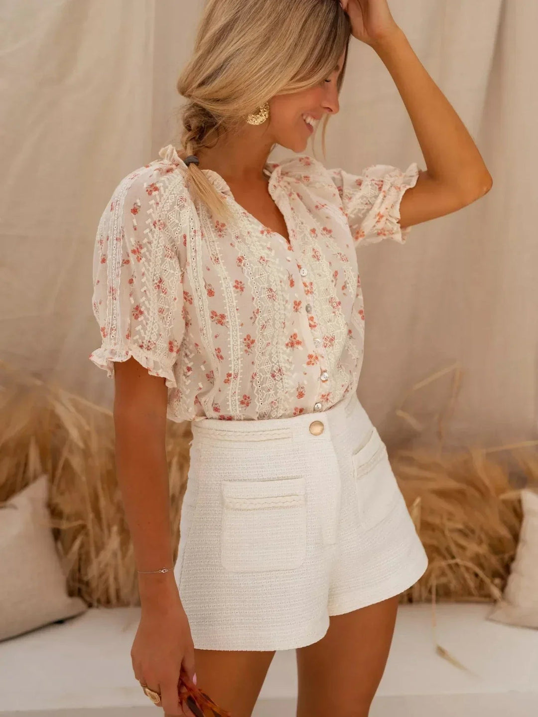 Yvonne - Elegante Camicetta Con Stampa Floreale