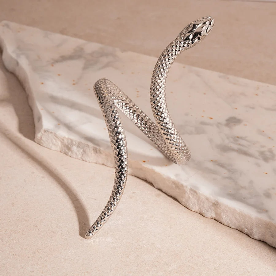 Zevella - Set Composto Da Bracciale E Anello Con Motivo a Serpente Scolpito