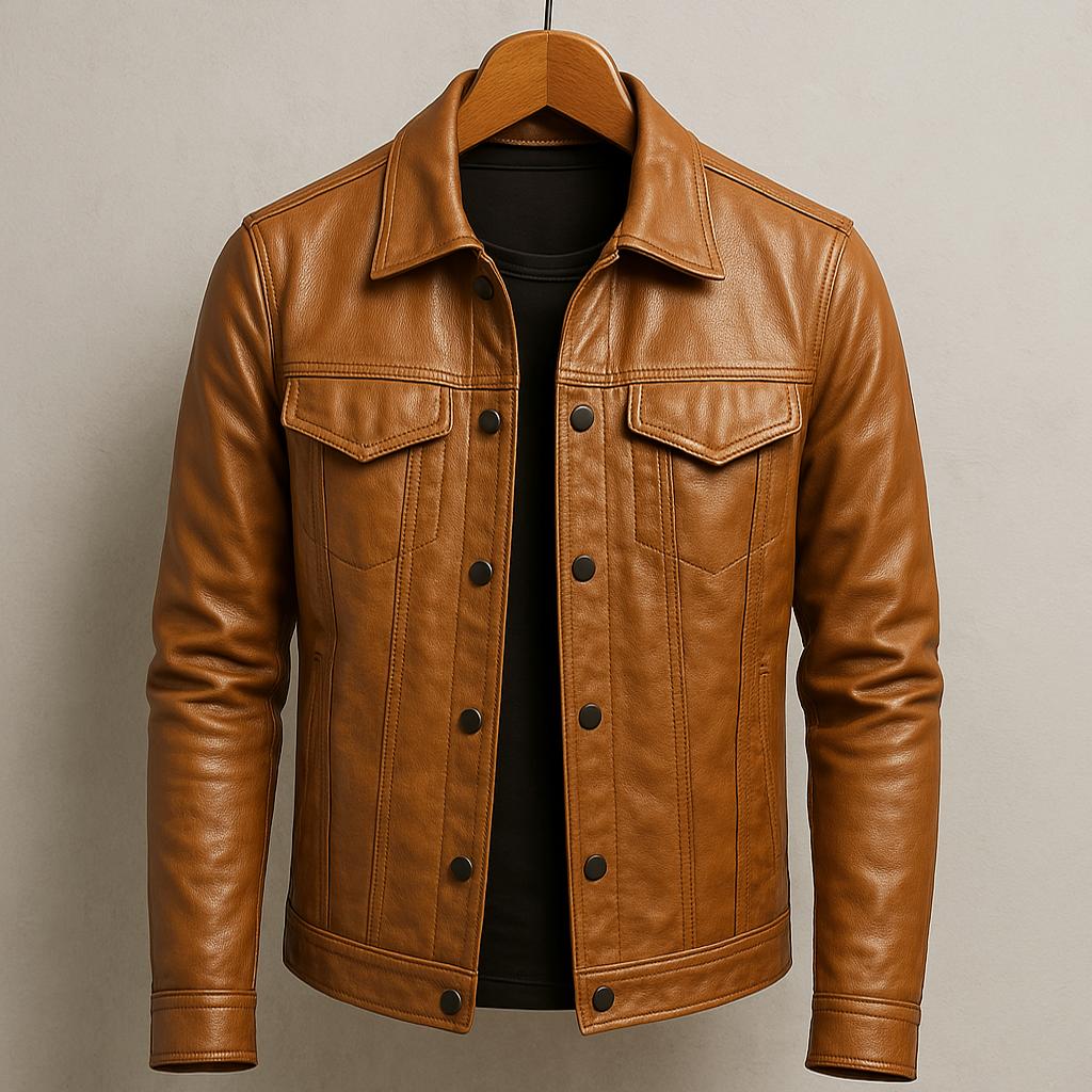 Lulzim - Casual Vestibilità Magro Pelle Giacca