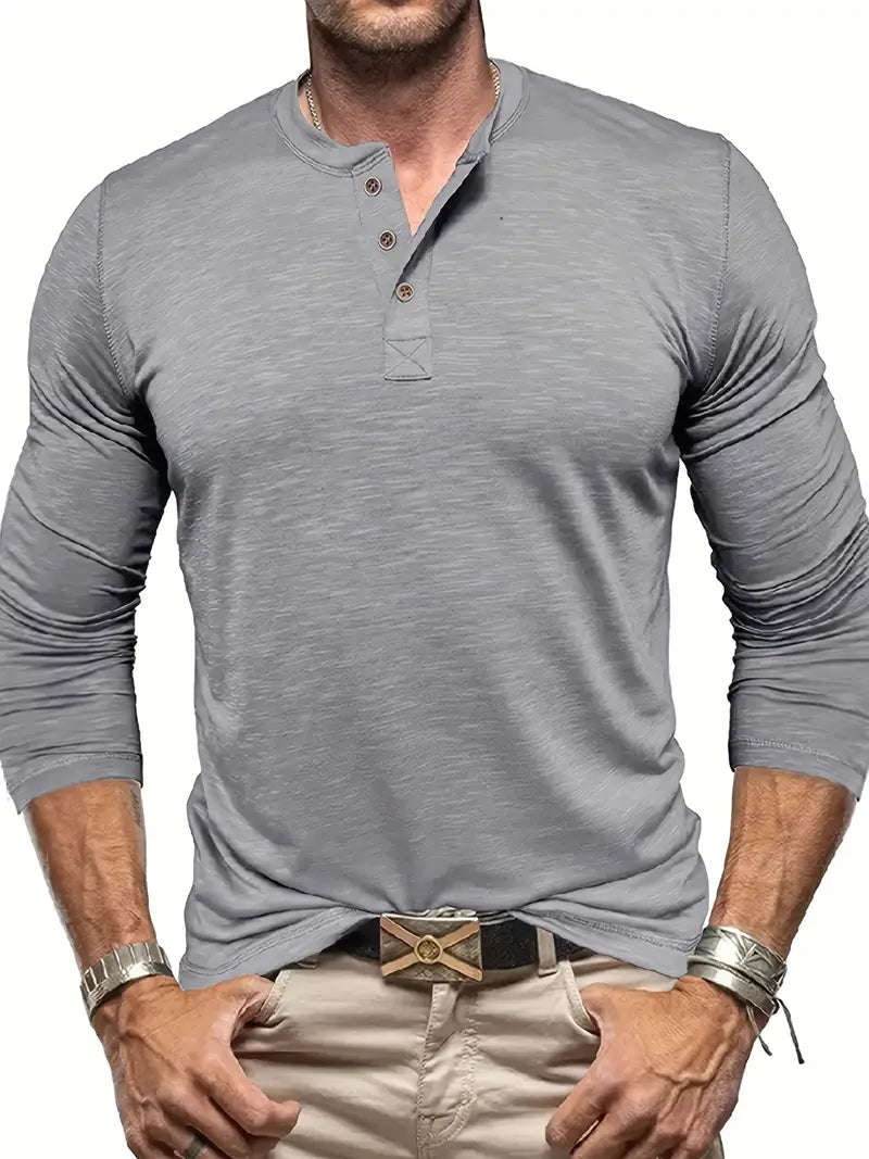 Randell - T-Camicia Casual a Maniche Lunghe
