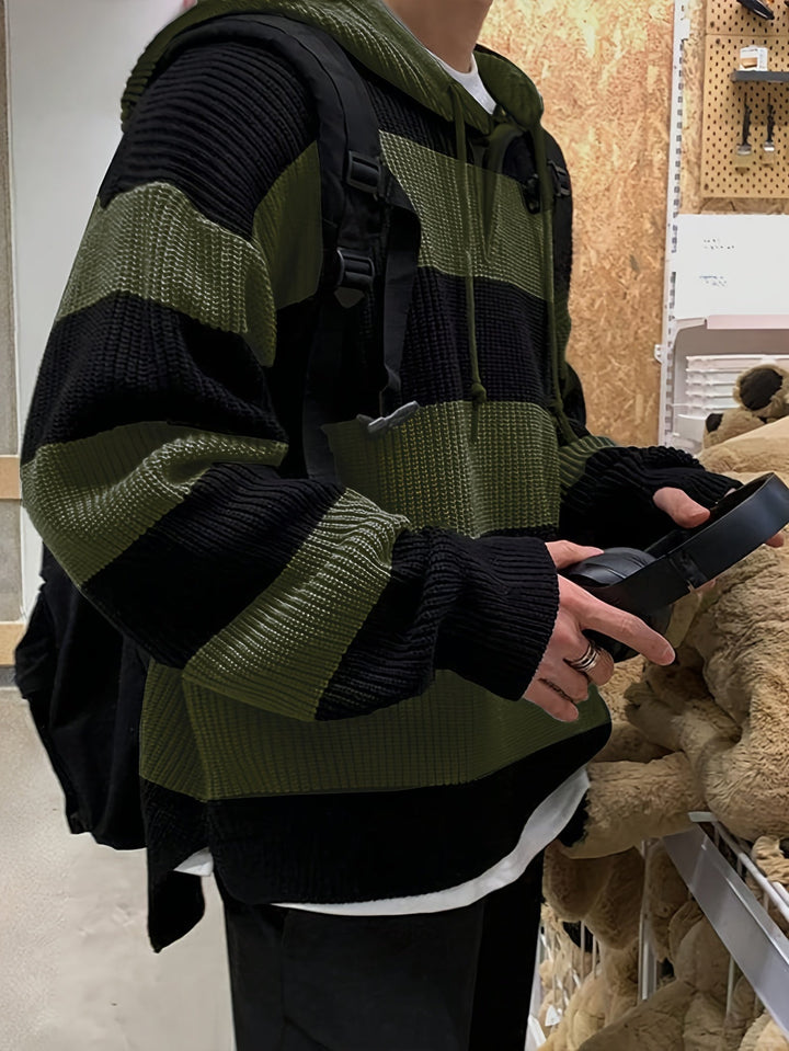 Tenzin - Felpa Oversize Con Cappuccio In Maglia a Righe