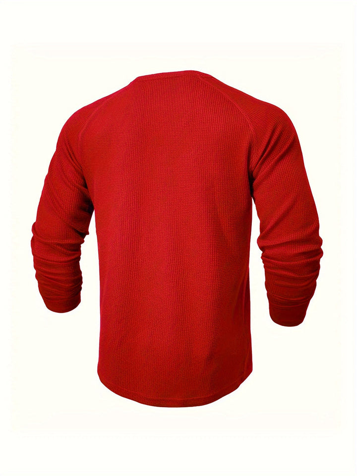 Jarik - Maglietta Henley a Maniche Lunghe Con Trama in Rilievo