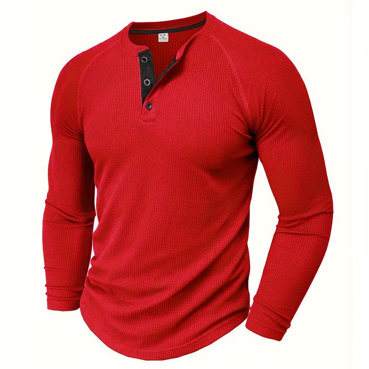 Jarik - Maglietta Henley a Maniche Lunghe Con Trama in Rilievo