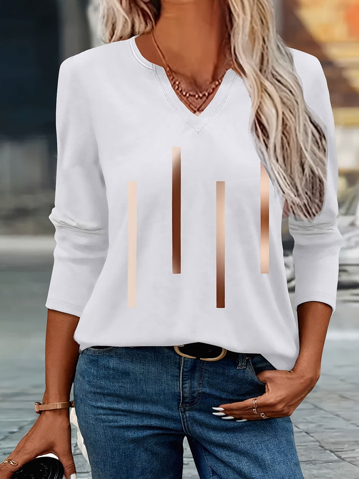 Ziqian - Elegante Camicia Stampata a Maniche Lunghe