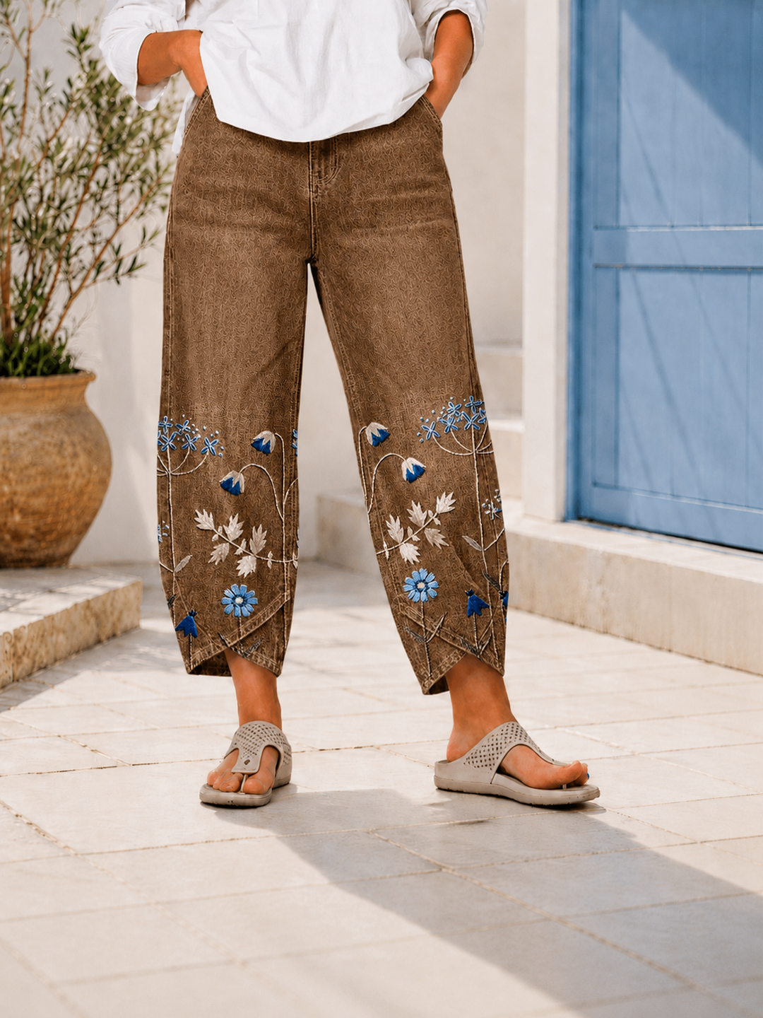 Selcen - Pantaloni Casual Ricamati
