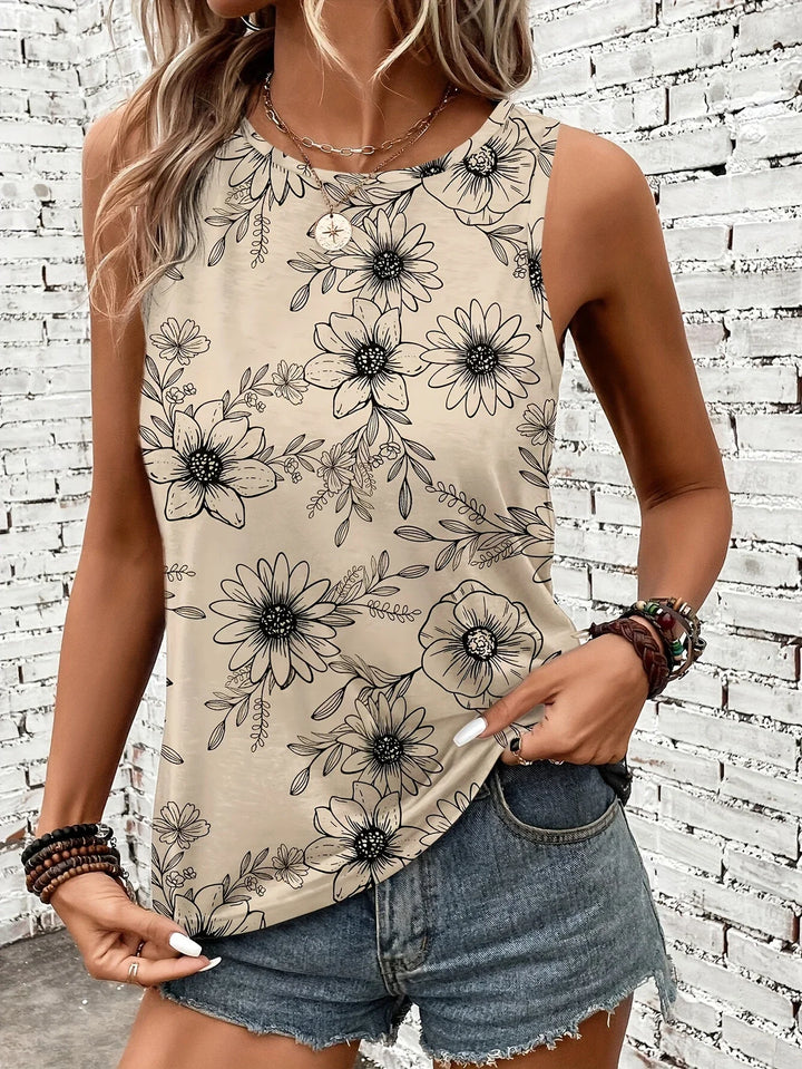 Lilou - Top Estivo Casual Con Stampa Floreale