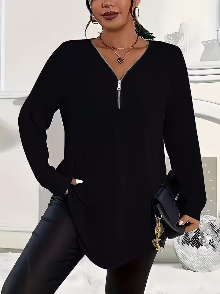 Liorah - Elegante Camicia Con Maniche Lunghe e Zip