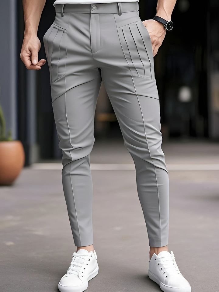 Alexey - Pantaloni Casual Vestibilità Aderente Con Pieghe E Tasche Oblique