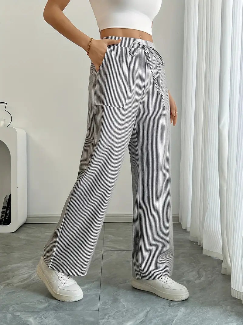 Alina - Elegante Pantalone A Righe Con Tasche