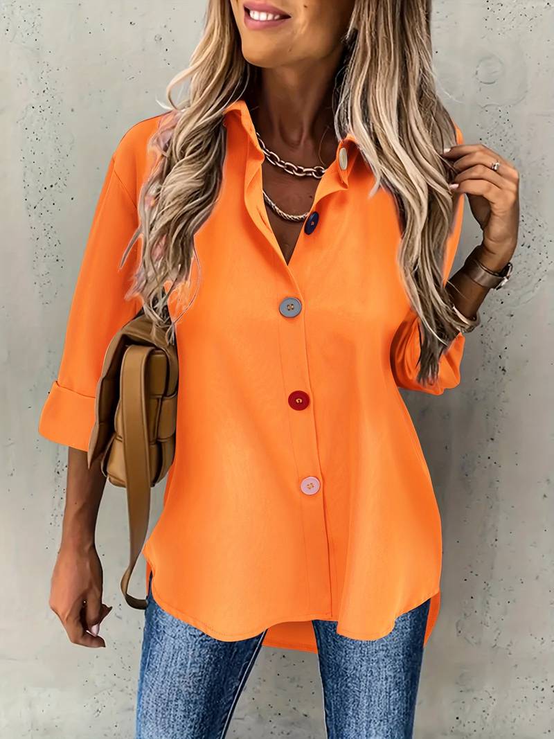 Lasangi - Camicia Casual a Maniche Lunghe Con Bottoni Multipli