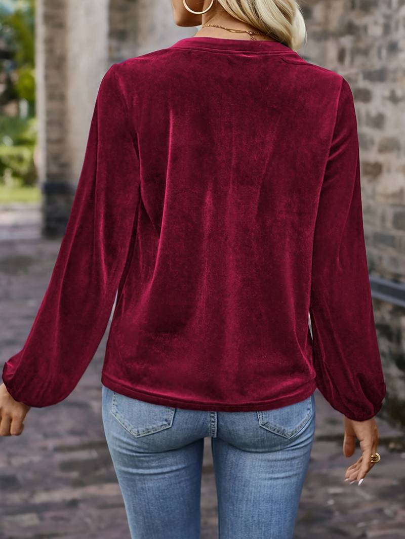 Lihi - Maglia Comoda a Maniche Lunghe Con Scollo a V