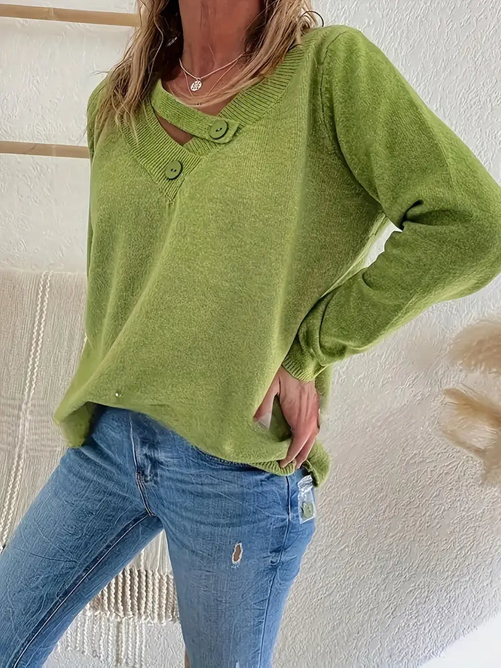 Shareena - Maglione Lavorato a Maglia Con Scollo a V