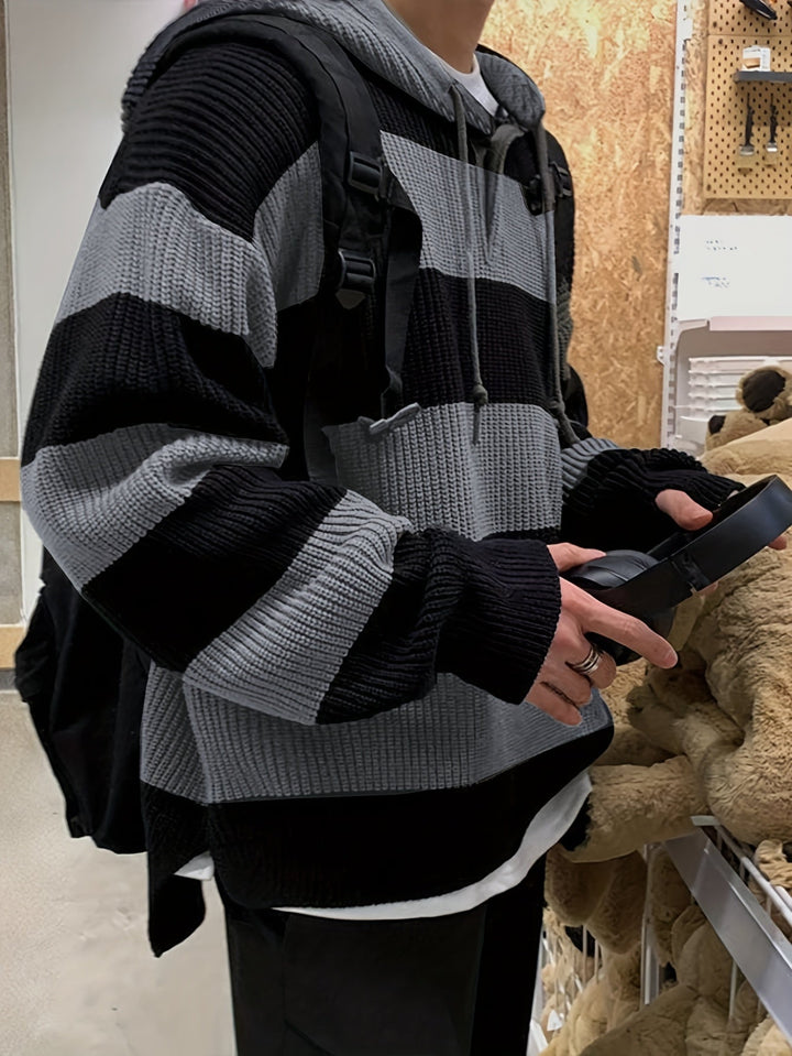 Tenzin - Felpa Oversize Con Cappuccio In Maglia a Righe