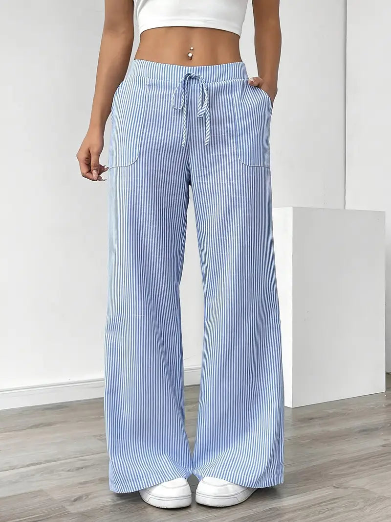 Alina - Elegante Pantalone A Righe Con Tasche
