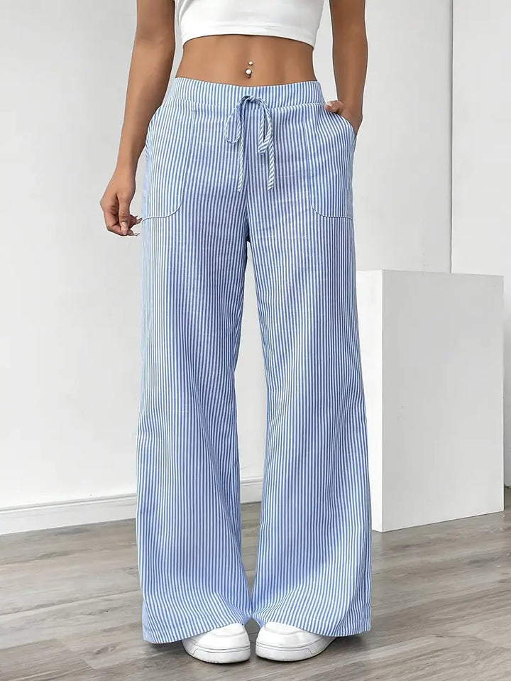 Alina - Elegante Pantalone A Righe Con Tasche