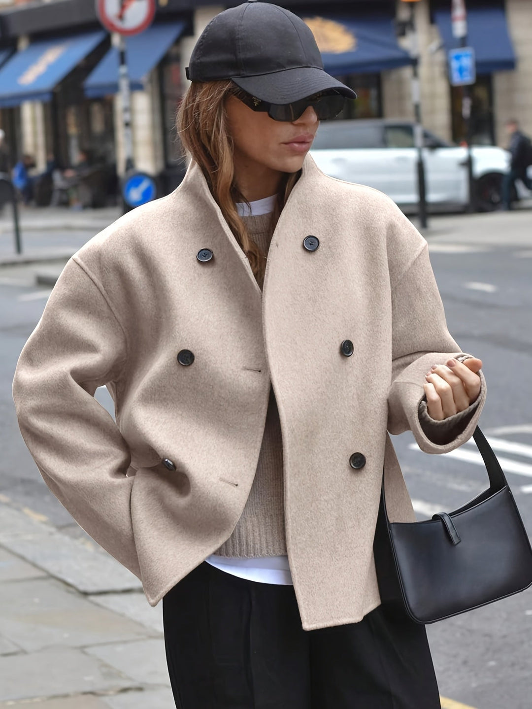 Deanne - Elégant Cappotto Doppiopetto Beige