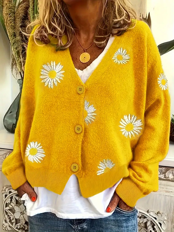 Korina - Elegante Cardigan a Maniche Lunghe Con Bottoni